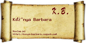 Kónya Barbara névjegykártya